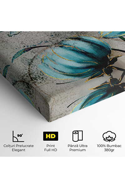 Arthub Canvas Painting, Bedroom And Living Room, Flowers, Blue Peonies