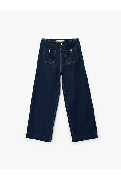 Koton Ψηλόμεσο τζιν παντελόνι με λεπτομέρεια τσέπης, άνετο και φαρδύ - Culotte Jeans
