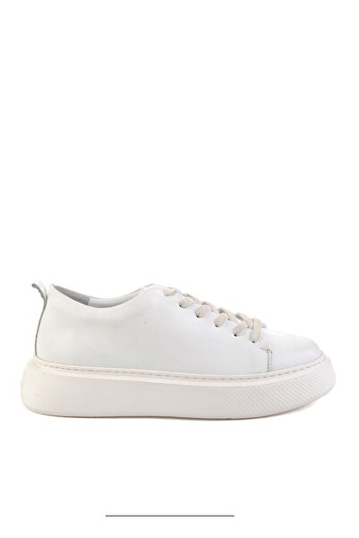 Bambi Beyaz Hakiki Deri Erkek Sneaker E01011032503