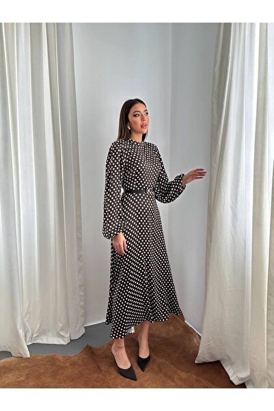 Lady Pixie Polka Dot Dress with Belt Detail