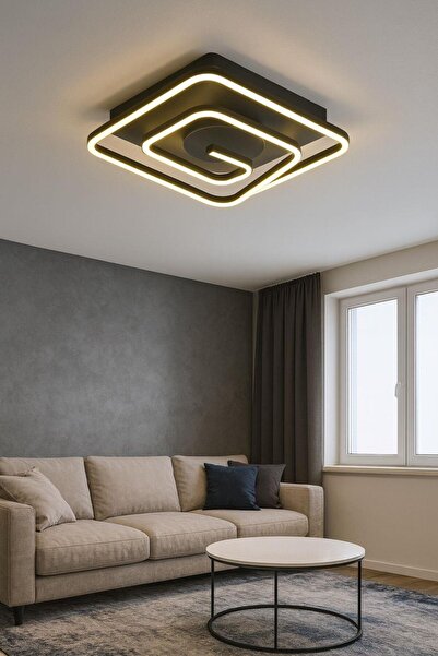 FERLUCE AVİZE LEDLİ AVİZE LUMO PLOFONYER 25*25 SİYAH