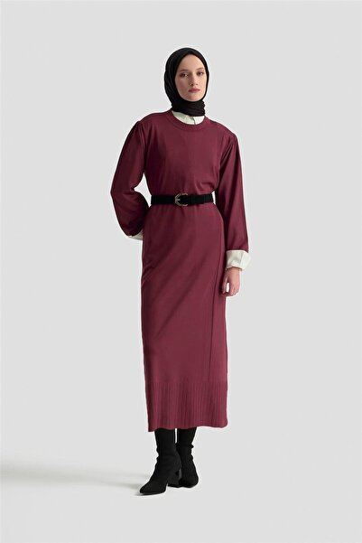 Armine Basic Triko Elbise 25KTD956 Bordo