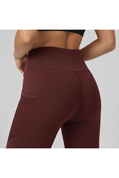 Sortie Women's Mesh Pocket Detail Karyoka Stitched Burgundy Color Diver Tights