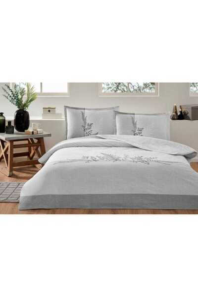 Özdilek Ranforce Double Size Gray Helecho Bedding Set with Fitted Sheet