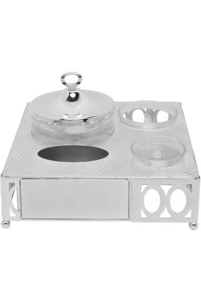 Solitaire Dates Serving Dish Set, Silver