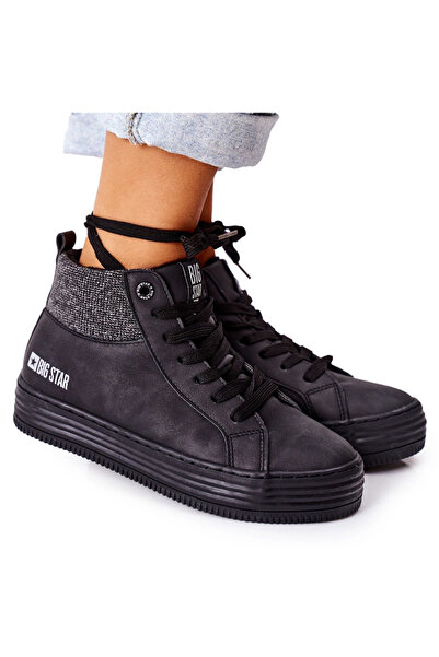 Big Star Shoes Big Star II274147 Black 37 Insulated High Top Sneakers