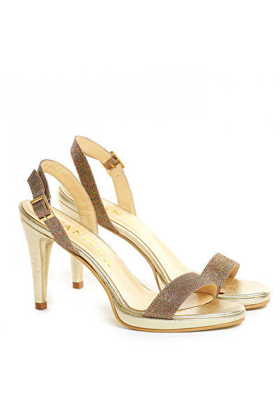 Vanilla Days Tocuri Parisiene cu Sclipici Auriu - Toc Subțire de 9 cm, Piele ...