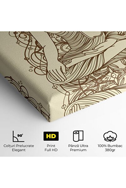 Arthub Canvas Painting, Bedroom And Living Room, Modern, Brown Line Buddha