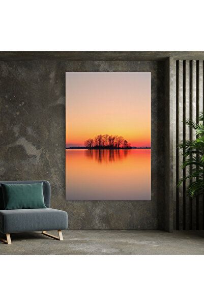 Arthub Canvas Painting, Bedroom And Living Room, Landscapes, Tree Sunset Lake