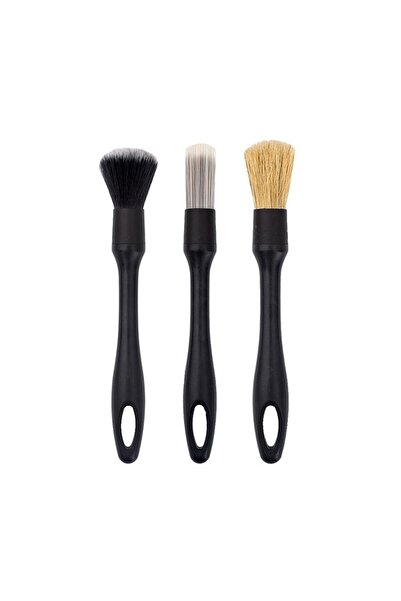 zola Set of 3 car detailing brushes, plastic and nylon, brush length 4.5 cm, black
