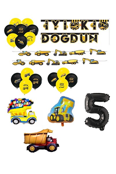 İSTOÇ PARTİ Construction Themed Birthday Party Set Age 5