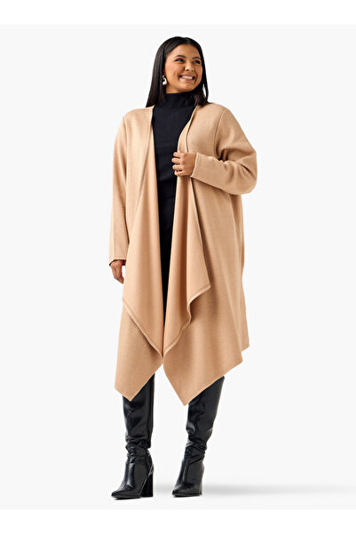 Ulla Popken Relaxed Fit Longline Asymmetric Cardigan