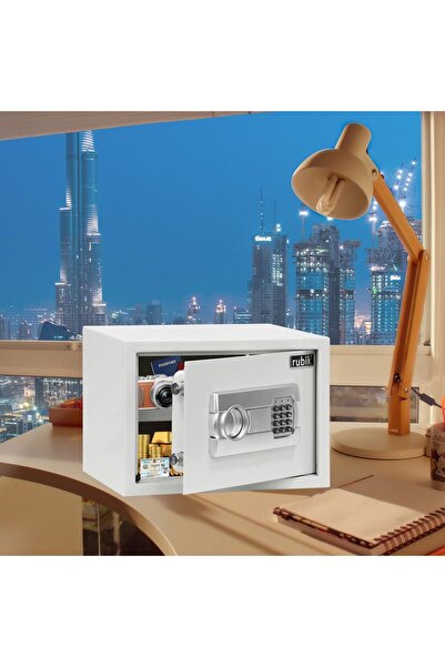 RUBIK Safe Box A4 Document Size with Digital Lock and Override Key RB-25EGC (25x35x25cm) White