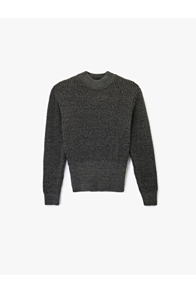 Koton X Melis Ağazat - Long Sleeve Lightweight Mock Neck Sequin Sparkle Knit Sweater