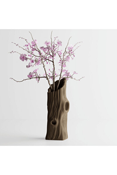 Homentum Vireza | Vază decorativă cu textură naturală de scoarță și design sculptural