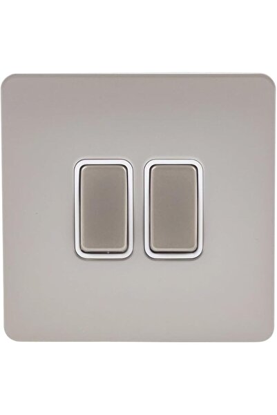 SCHNEIDER RACO Ultimate Screwless Flat Plate - Double Rocker 2-Way Light Switch (Pack of 5, Pearl Ni