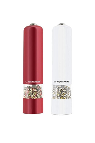ESPERANZA Set of 2 electric salt and pepper grinders, red and white EKP001RW