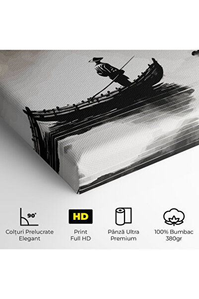 Arthub Canvas Painting, Bedroom And Living Room, Modern, Black Ink Boat