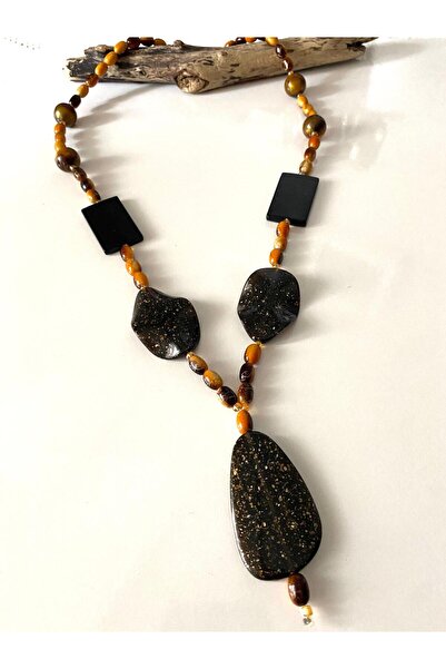 canan dizayn قلادة بتصميم خاص من الخرز البيضاوي المموج الفضي من بوهيم - سيملي