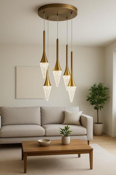 FERLUCE AVİZE KRISTAL MODERN AVİZE 80500-5 AKRİLİK ESKITME