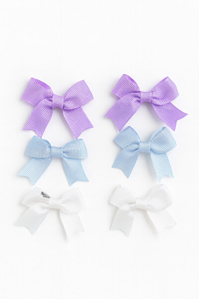 Soar Kids Aksesuar Girl's Multi-Colored Purple Ecru Ribbon Bow Clip Buckle Se...