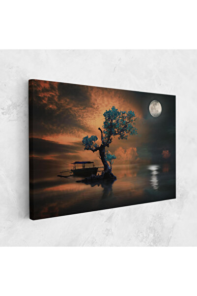 Arthub Canvas Painting, Bedroom And Living Room, Landscapes, Blue Tree