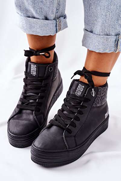 Big Star Shoes Big Star II274147 Black 37 Insulated High Top Sneakers