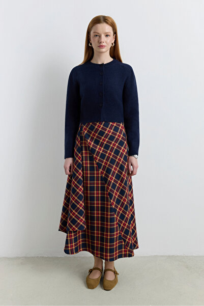 Babushka Large Plaid Midi Skirt