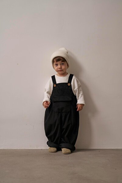 Oh La La Koala For Little Ones Black Childhood Velvet Children's Salopet Jumpsuit