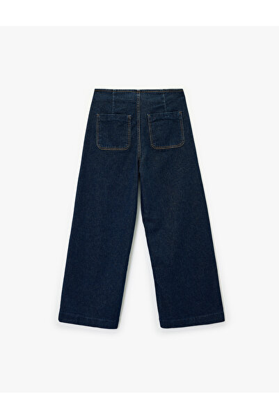 Koton Ψηλόμεσο τζιν παντελόνι με λεπτομέρεια τσέπης, άνετο και φαρδύ - Culotte Jeans