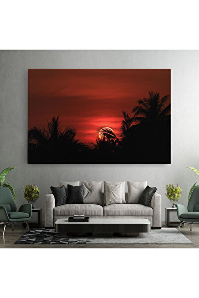 Arthub Canvas Painting, Bedroom And Living Room, Landscapes, Coconuts Tree Sunset