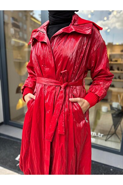 MissWhence 38401 Women's Trench Coat Red
