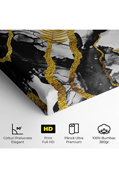 Arthub Canvas Painting, Bedroom And Living Room, Flowers, Abstract Golden Leaves