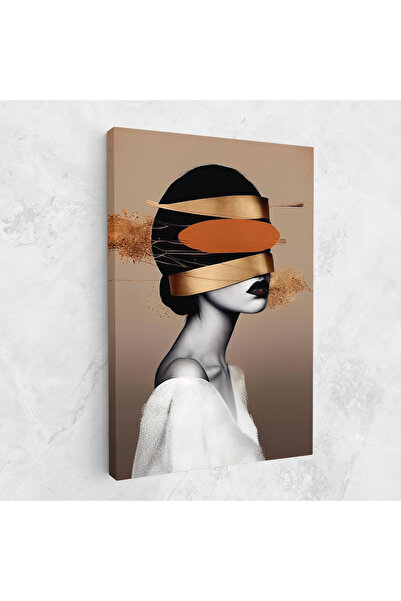 Arthub Canvas Painting, Bedroom And Living Room, Abstract, Woman With Gold Lines