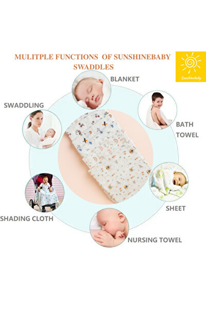 Sunshinebaby 100% Muslin Cotton Soft Whale Pattern Baby Swaddles 2 Layered (110*110) Cozy Infant Baby Essential