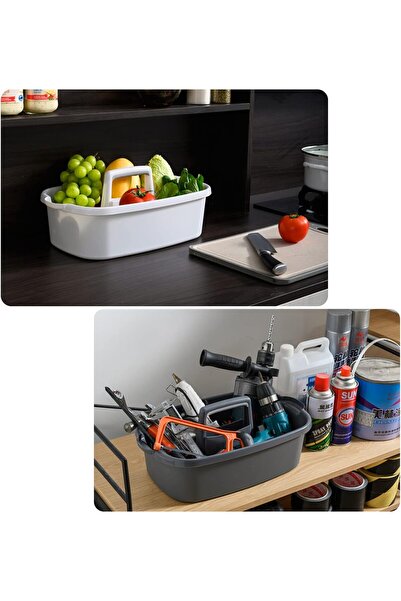 Generic JiatuA Large Portable Plastic Storage Caddy with Handle for Shower & Home, Dark Gray