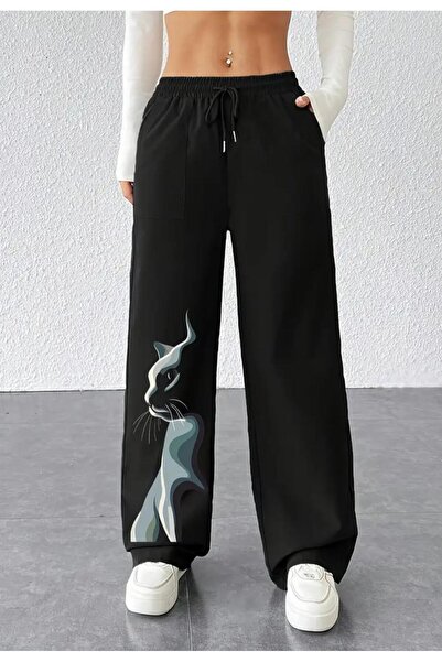 Le Vion Γυναικείο παντελόνι φόρμας με στάμπα, σε μεγάλο μέγεθος, με φαρδιά μπ...