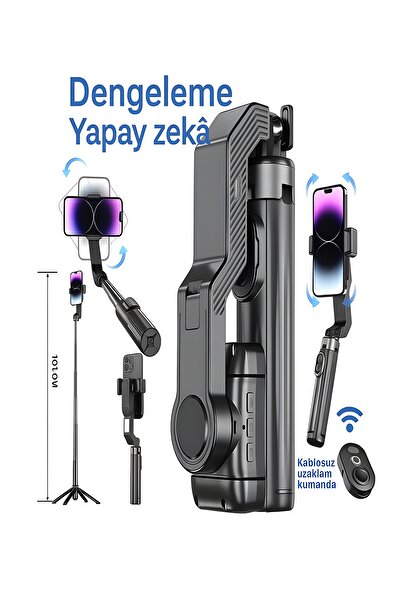 DEANB Uzaktan Kumandalı 101cm LED Işıklı Al Tripod | Yapay Zeka Destekli Titreşim Engelli Gimbal