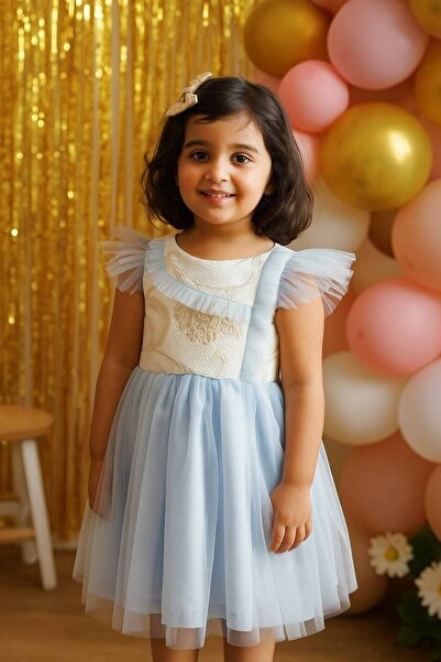 La reina petite فستان جاكار مع تل سماوي من لارينا بتيت