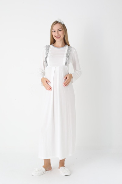 ERDENİZ TEKSTİL Polka Dot Dressing Gown Maternity-Nightgown Set of 2