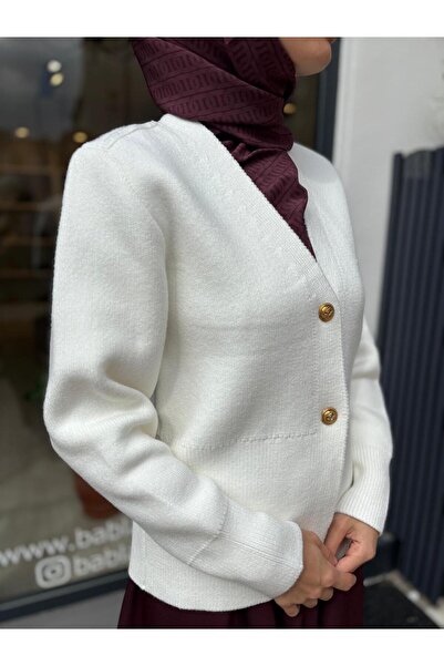 TERZİ DÜKKANI Td4327 Silva Women's Cardigan Ecru