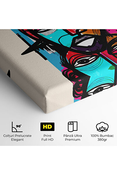 Arthub Canvas Painting, Bedroom And Living Room, Modern, Blue Orange Faces