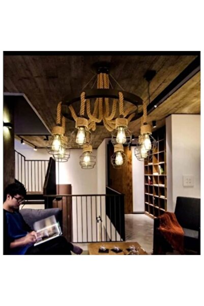 trandafi led Vintage Retro Chandelier, E27, Rope with 5 Adjustable Arms, 8766-101/6