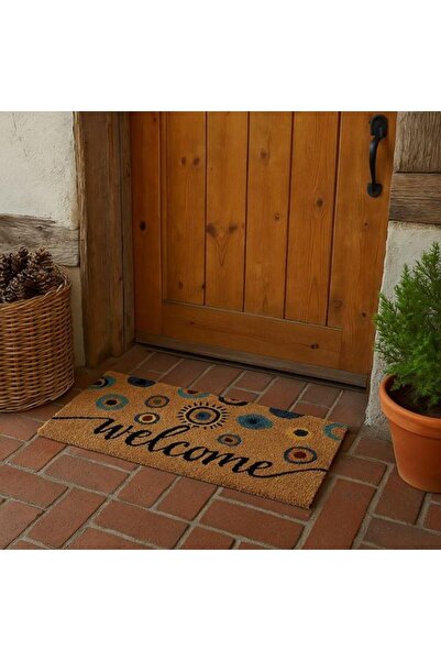 ÇIRPAN EV Bej Nazar Beaded Door Mat 60X25Cm