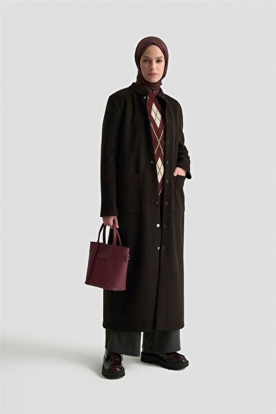 Armine Hakim Yaka Kaşe Kap 25KD1124 Siyah