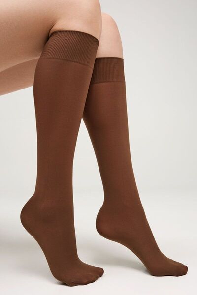 Conte Elegant Women's 3/4 length socks, Microfiber 50 Den - Bronze, 36-39 (23-25)