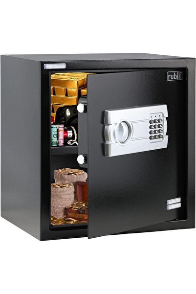 RUBIK Safe Box, Digital Lock with Key, 40x38x30cm, Black (RB-40EGX)