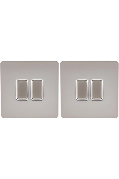 Schneider Electric RACO Schneider Ultimate Screwless Flat Plate - Double Rocker 2-Way Light Switch (Pack of 2, Pearl Ni