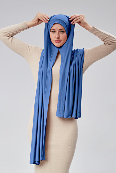 Sonbaharmoda Women's Hijab Combed Shawl Ready Practical Snap-On Easily Wear Long Four Seasons Cotton Shawl