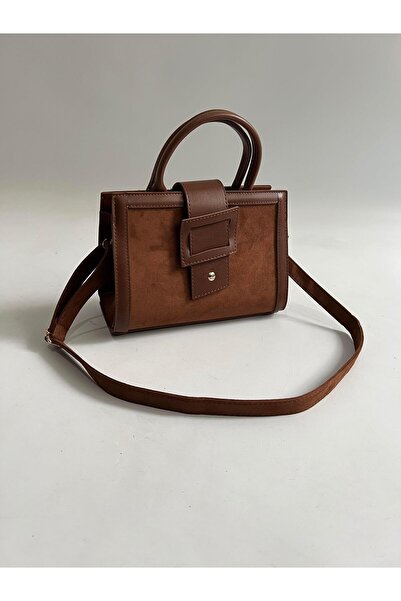 Mia Collection Olivia Model Γυναικεία τσάντα χειρός και ώμου καφέ χρώματος